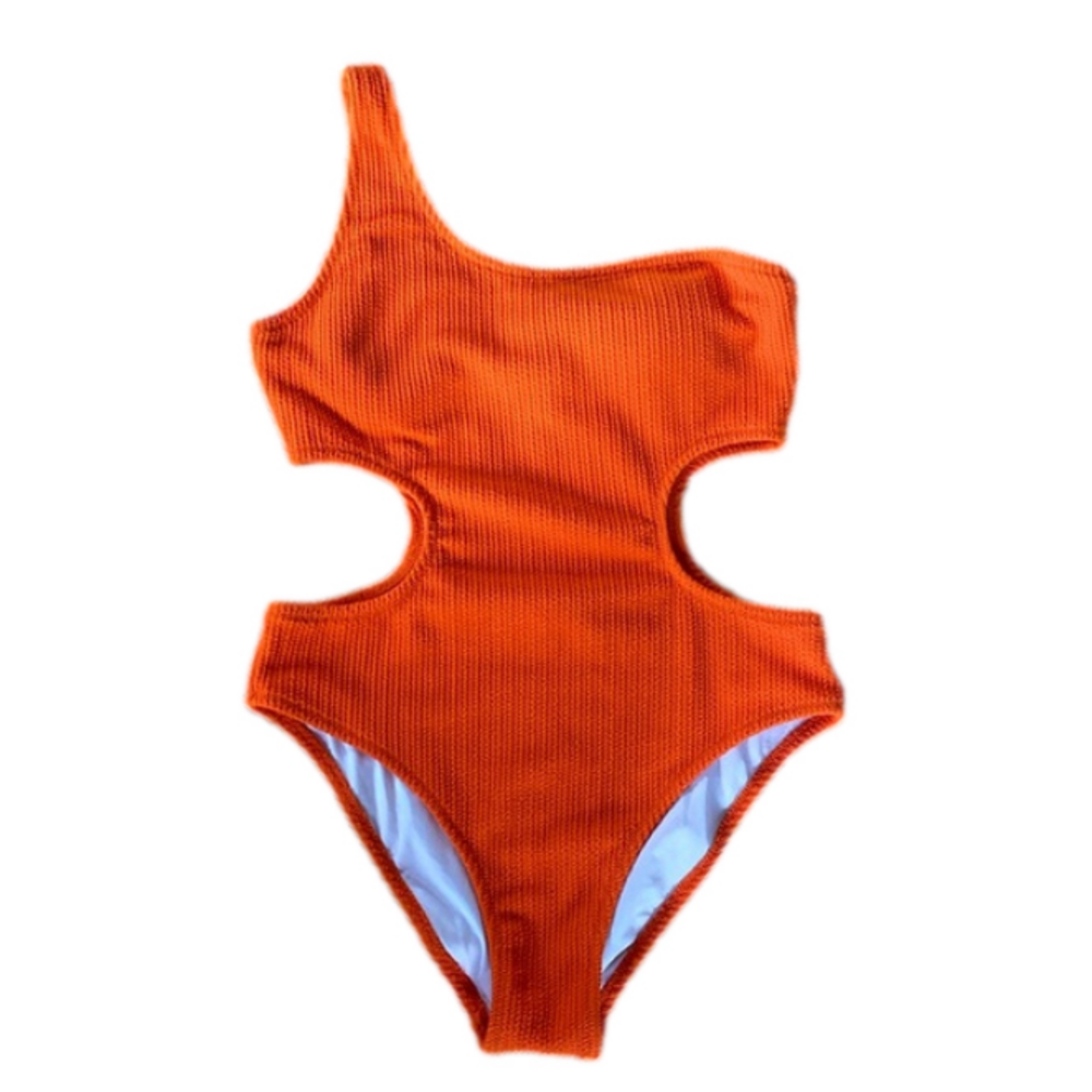 PINK Victoria's Secret One-Shoulder Orange Cutout Swimsuit
